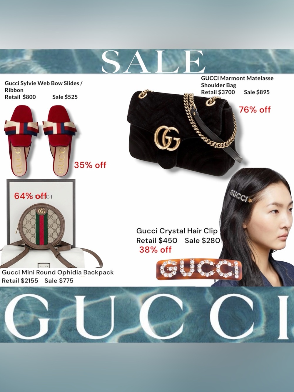 Authentic Gucci Sale!!! Up to $75 off All items are in my closet am